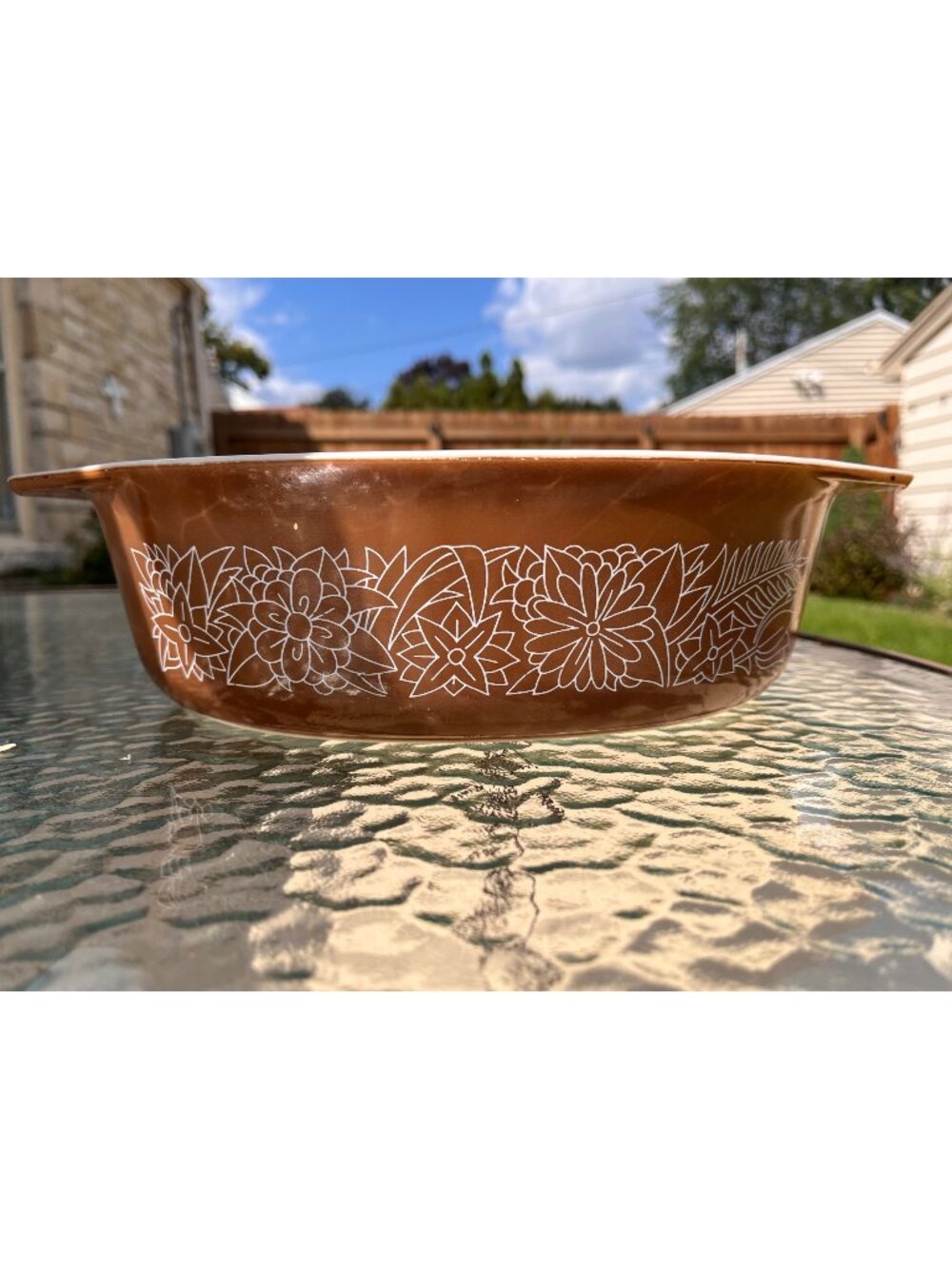Vintage Pyrex Woodland Handled  2.5 L. Casserole Dish ca. 1978-1983